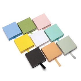 9x9cm Square Luxury Custom PC Paper Drawer Box Button Closure Floating Porcelain Transparent PE Film Suspension Packing Storage