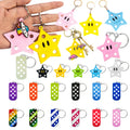 Shiny Metal Keychain Kawaii Cartoony Star & Rectangle Storage Keyring Luxe Accents Personalized Accessories Rubber Material