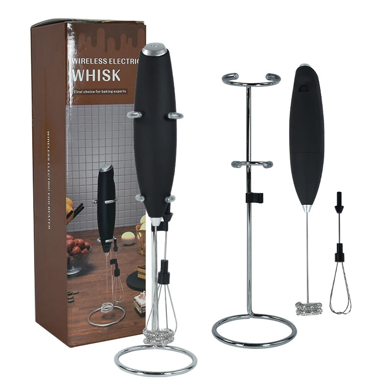 Wholesale Portable Handheld Automatic Battery Operated Coffee Mixer Milk Steamer Handheld Electric Milk Frother With Stand