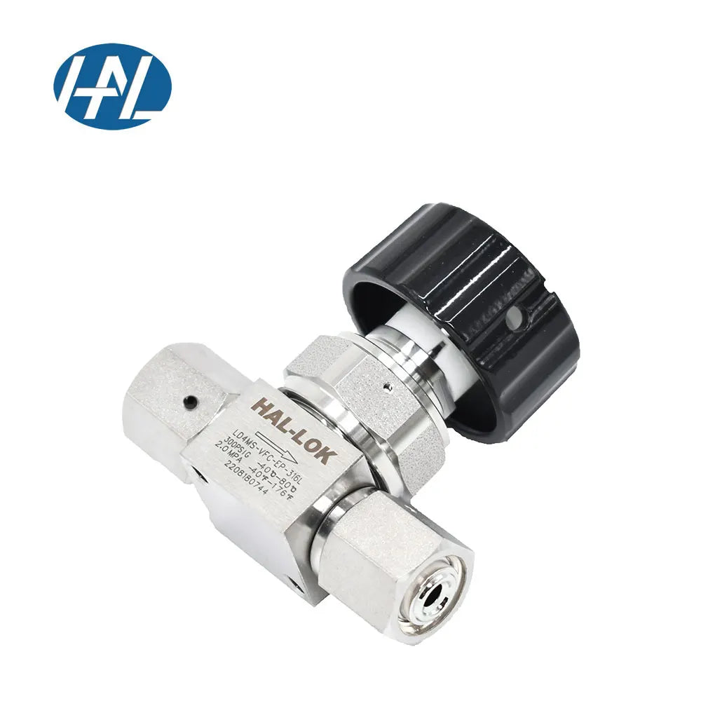 HAL-LOK 1/4 Inch Female VCR Fitting Stainless Steel Manual Diaphragm Sealed Valve 300psi Gas Media-Compatible 1 Year