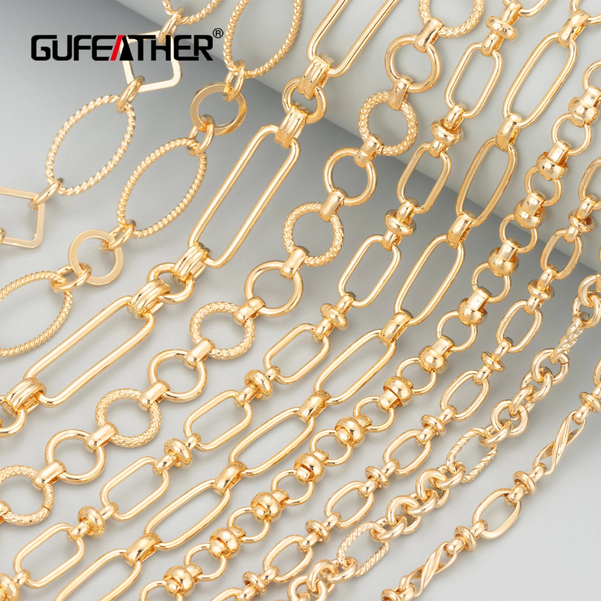 C54 1m/lot DIY Vintage Link Chain 18K Gold Plated Copper Nickel Free Pass REACH Jewelry Accessories for Necklace Making