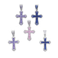 Unisex Trendy Hip Hop Baguette Zircon Princess Cut Bling Rapper Pendant Cross Rhodium Plated Rope Chain Brass Party