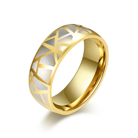 Titanium Steel Smooth Irregular Pattern Ring Individuality 8mm Men Gold Plated Black Dainty Thumb Ring
