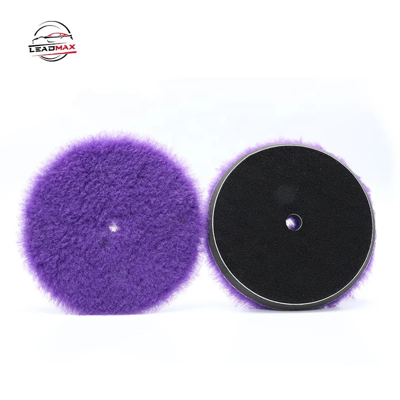 LEADMAX 5 Inch Medium Cutting Car Care CR Wool Buffing Pads 100% Black Pure Wool Polishing Pad High Quality-Customized OEM