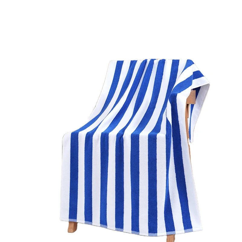 Manufacturer's Stock 100% Soft Cotton Towels High Quality Blue White Striped Quick Dry Absorbent Bath Custom LOGO Jacquard