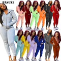 PASUXI Wholesale Custom LOGO High Quality Women Blank Full Zip up Drawstring Soft Fleece Oversized Hoodie Loose Pants
