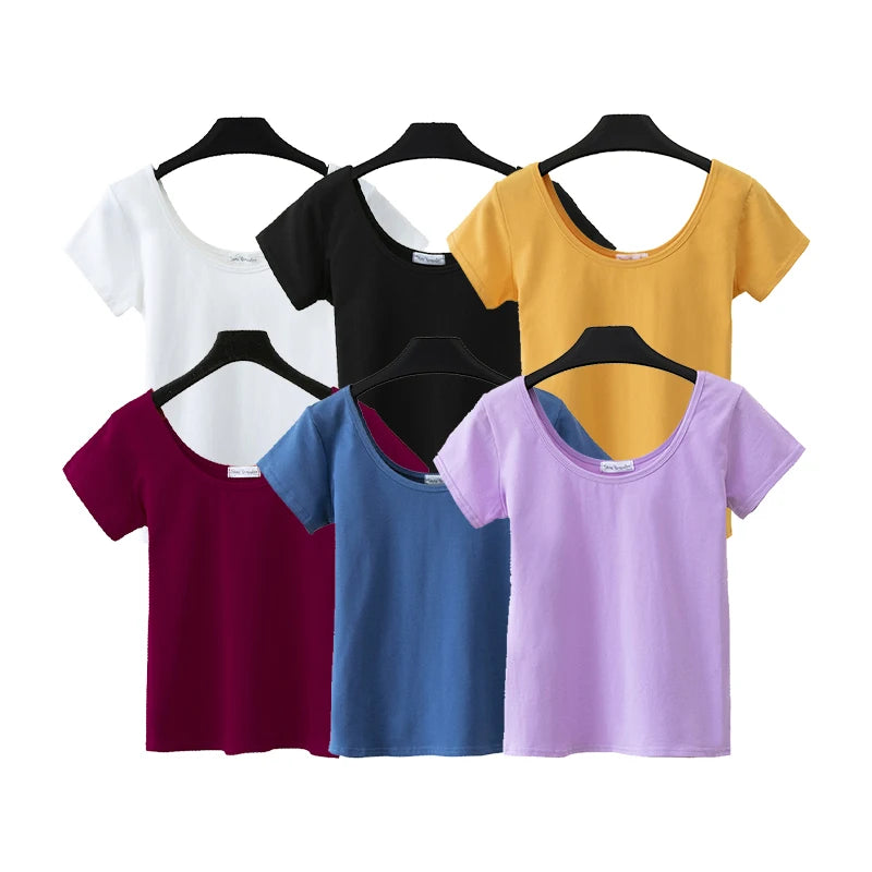 Wholesale Fashion Bottoming T Shirt High Quality Padded Bra T-shirt Custom Logo Lady Top Tees
