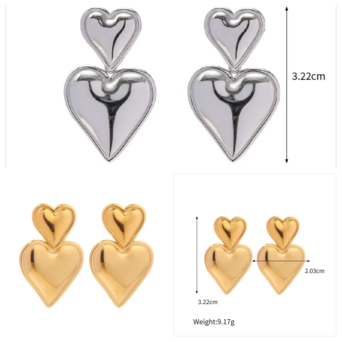 DEYIN Luxury New Design Earrings Boho Heart Ladies 18k Stainless Steel Fashion Jewelry Earrings Elegant Personality Woman