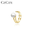 CZCITY Simple Cuff Hanging Trendy Silver Gold Pearl Charm 2026 Plated Sterling 925 Hoop Ear Cuff Earrings