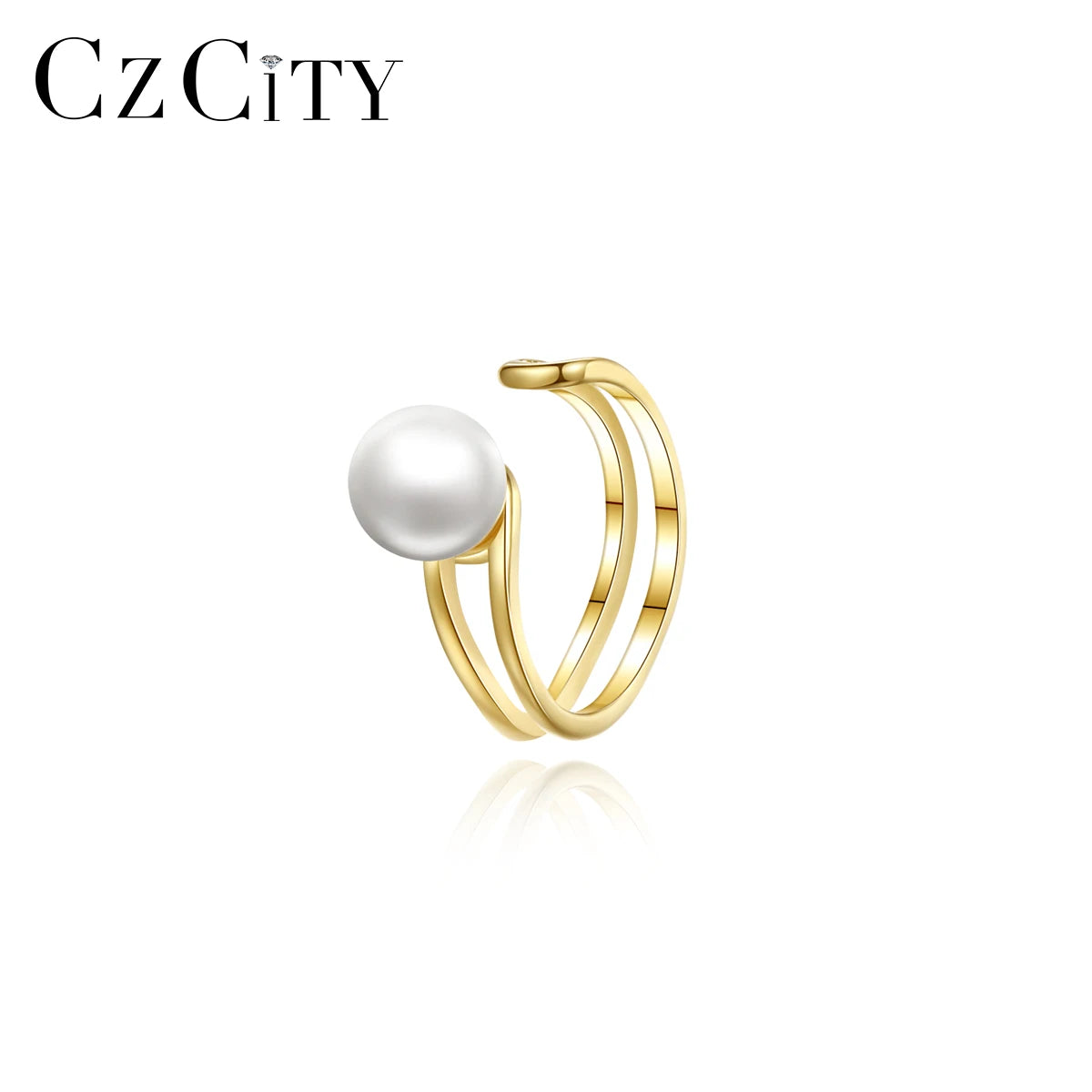 CZCITY Simple Cuff Hanging Trendy Silver Gold Pearl Charm 2026 Plated Sterling 925 Hoop Ear Cuff Earrings