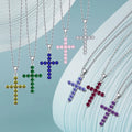 Wholesale White Gold Plated CZ Crystal Infinity Full Diamond Cross Pendant Men's Necklace Women