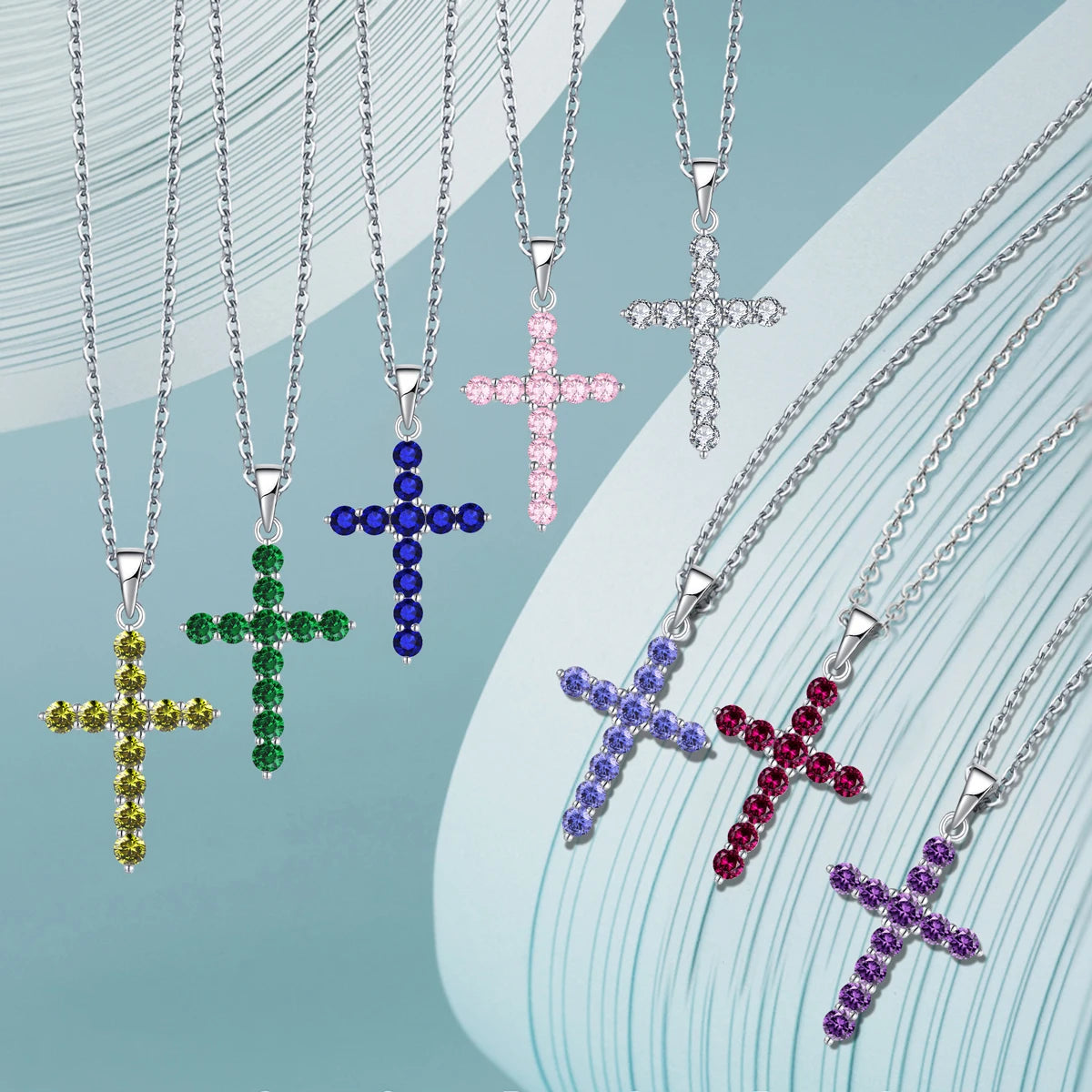 Wholesale White Gold Plated CZ Crystal Infinity Full Diamond Cross Pendant Men's Necklace Women