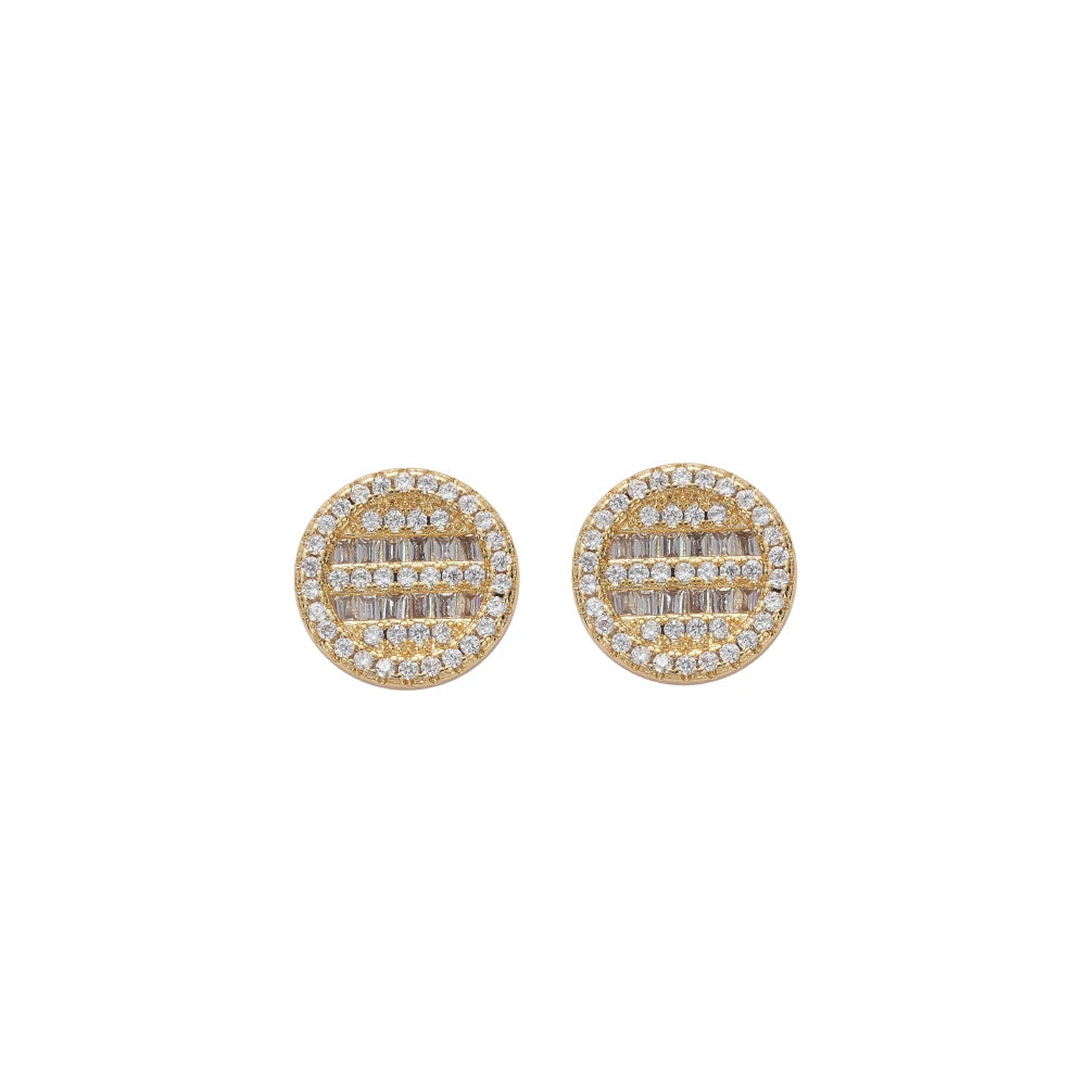 E022 Cubic Zirconia Earrings Brass Setting Cz Stud Earrings Hip Hop Bling Blilng Iced Out