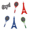 Stock  Iron on Backing Cute Mini  Embroidery Badminton Eiffel Tower Patch for Luggage Tag Bag Decoration