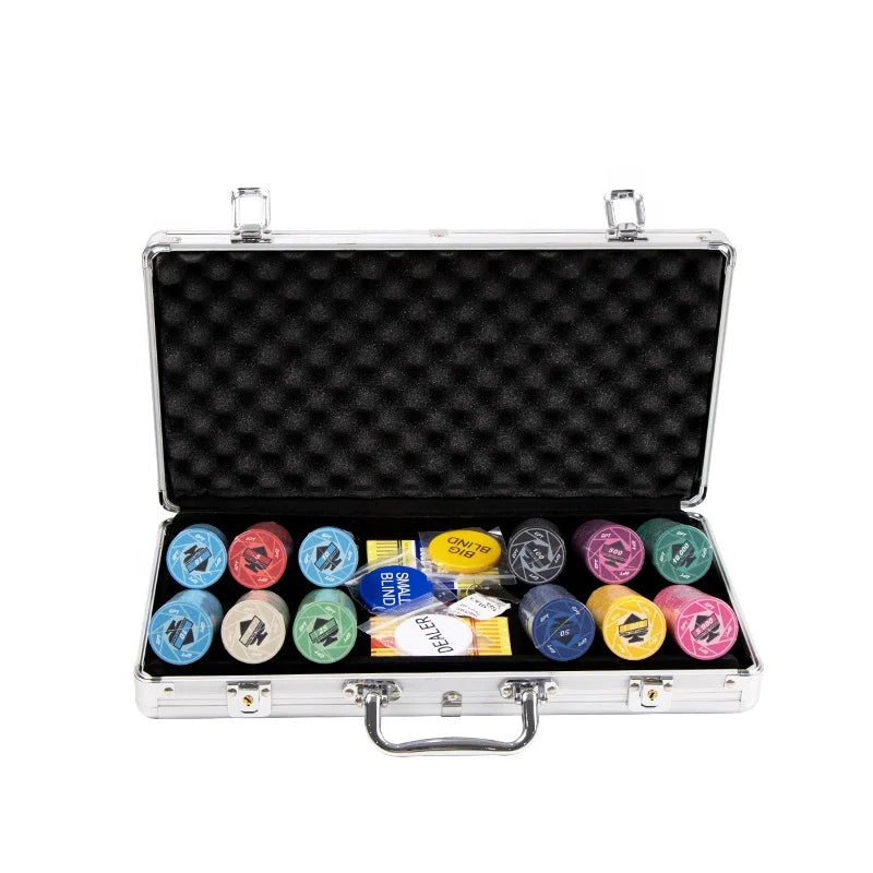YH Factory Price Poker Kit Wholesale 300pcs/set EPT Poker Ceramic Chips Set With Denomination