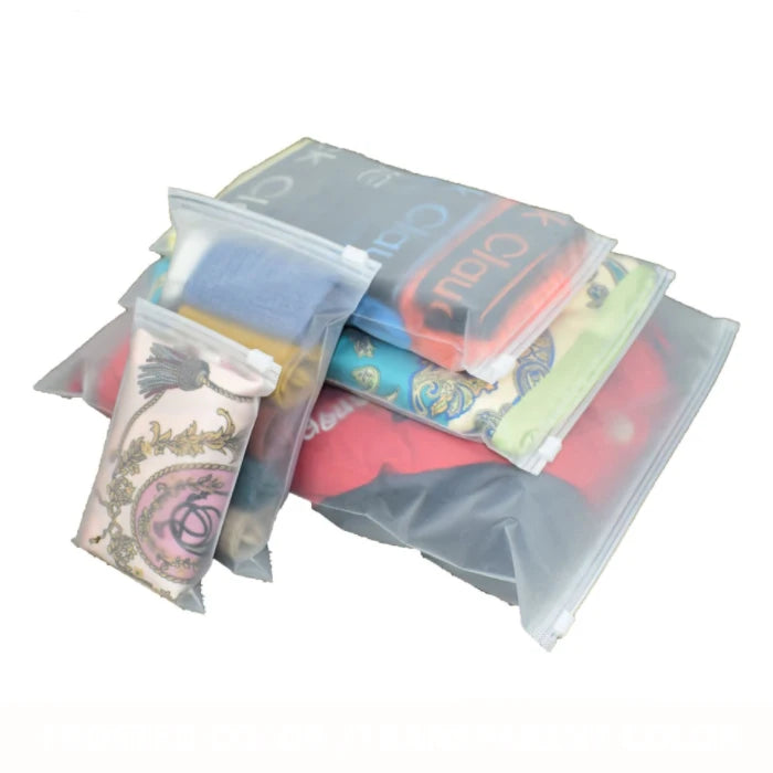 Custom Frosted Plastic Matte Print Zipper Lock Bag with PE Novelty Packaging for Clothes