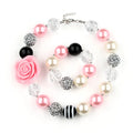 Christmas Two-Piece Suit Candy Colors Bracelet Kids Resin Flower Pendant Beaded Bracelets