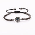 Classic Design CZ Round Cross Charm 4mm Stainless Steel Beads Macrame Bracelet JBS12339