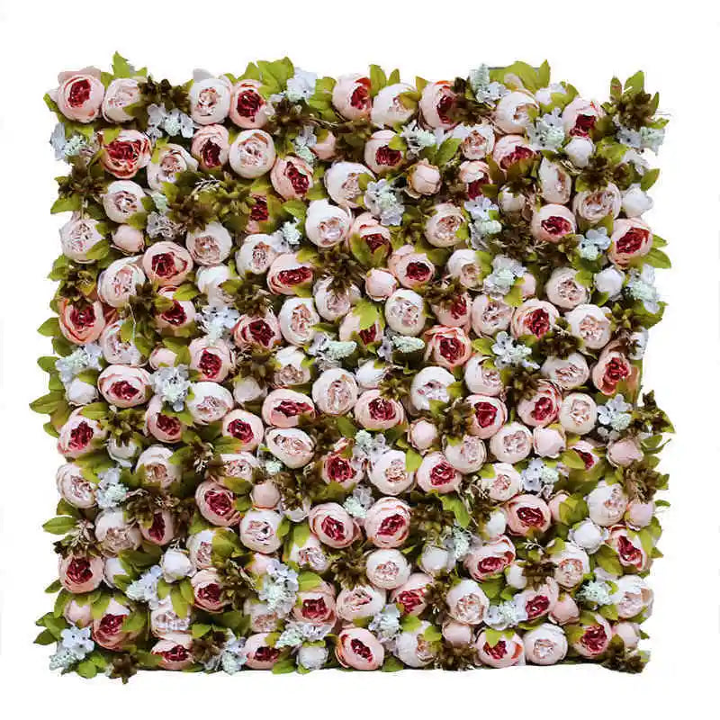 E07067 Wedding Party Event Decor Faux Silk Peony and Rose Flowerwall Colorful Pink Artificial Peony Flower Wall Panel Backdrop