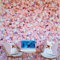 Wedding Decor Faux Mur De Fleur Pink Flower Wall Panel 3D Roll up Cloth Red Artificial Silk Rose Flower Wall Backdrop
