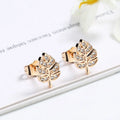Fashion Brass  Earring Jewelry 18K Gold Plated Crystal Diamond Huggie Leaf Earing for Women