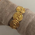 Fashion Trend Personality Bracelet Wholesale Stainless Steel 18K PVD Gold-Plated Texture Spiral Circle Waterproof Open Bracelet