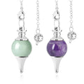 Natural Cross-Pattern Crystal Gemstone Healing Necklace with Detachable Silver Aura Pendulum Pendant Dowsing Reiki Charm