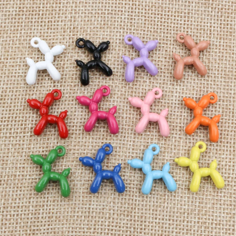 10pcs 3D Balloon Dog Alloy Charm Pendants for Jewelry Findings DIY Handmade Making Earrings Necklace Keychain Accessories