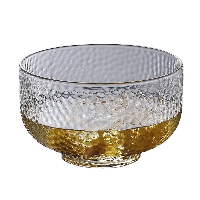 Benuo Morden Luxury Transparent Heat Resistant Textured Glass Matcha Tea Bowl Ceremony Glass Matcha Bowl