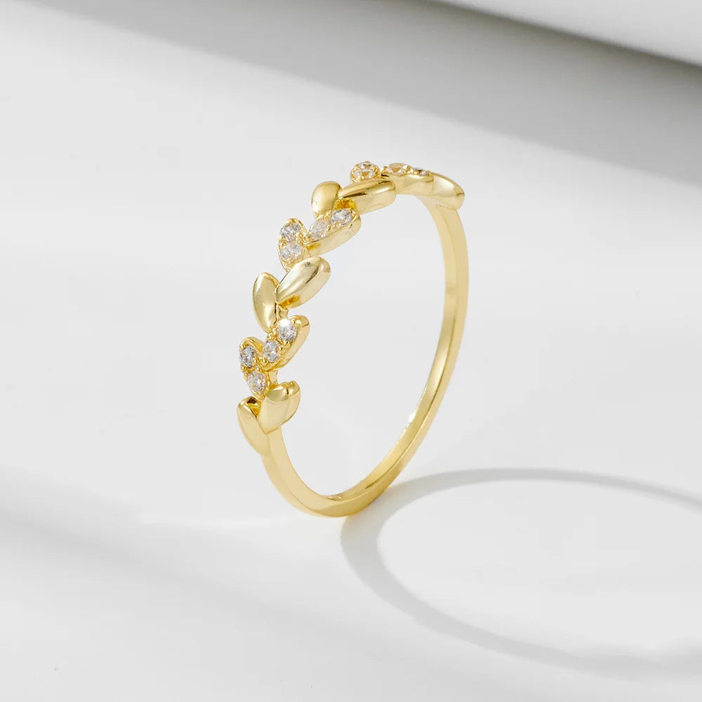 Diamond Wheat Pattern 925 Sterling Silver Vintage 14K Gold Plated Gemstone Ring with Unique Design and Cubic Zircon for Women