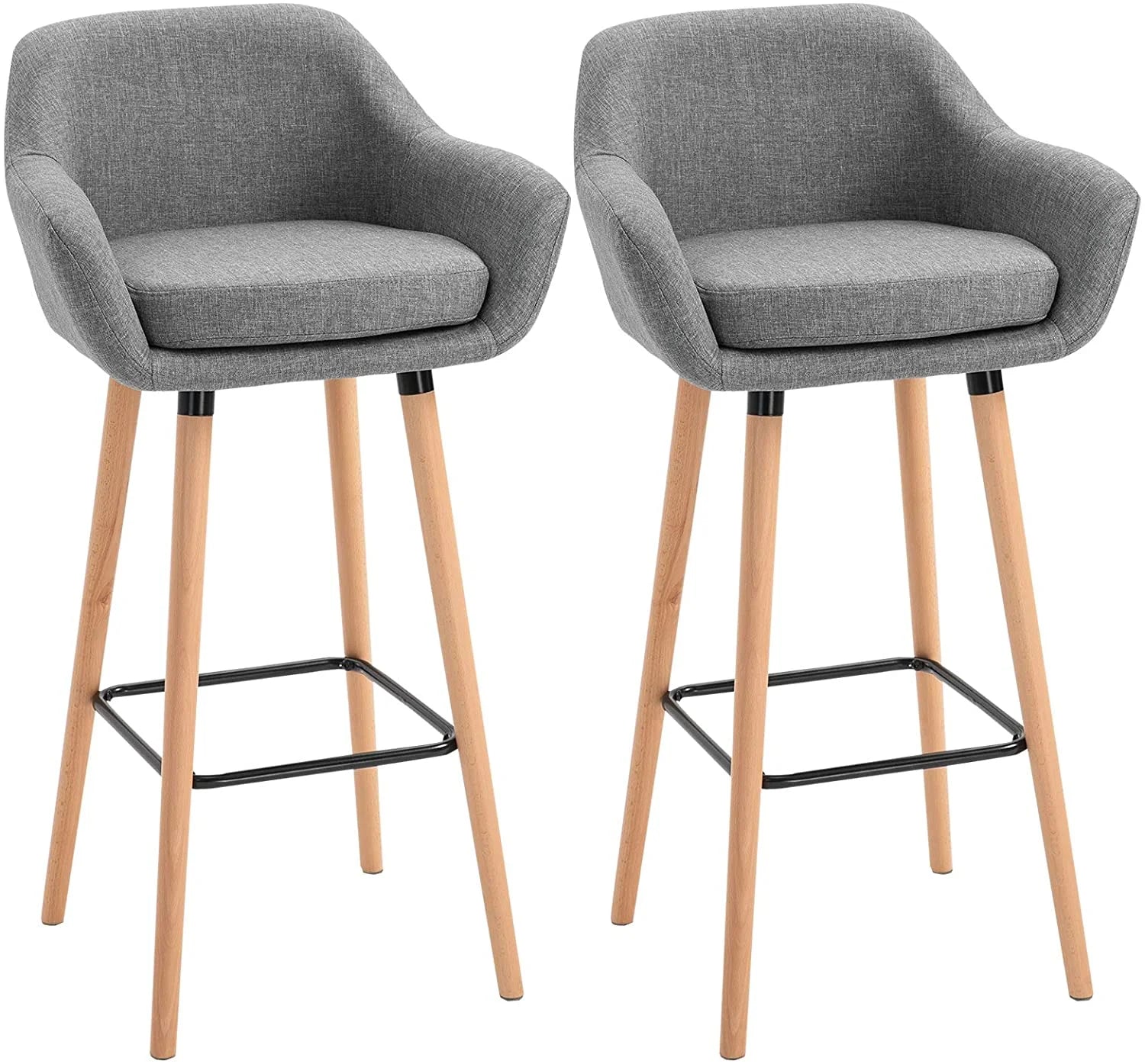 Modern Home Bar & Dining Chair with Fabric Cushion Gold Iron Frame High Bar Stool