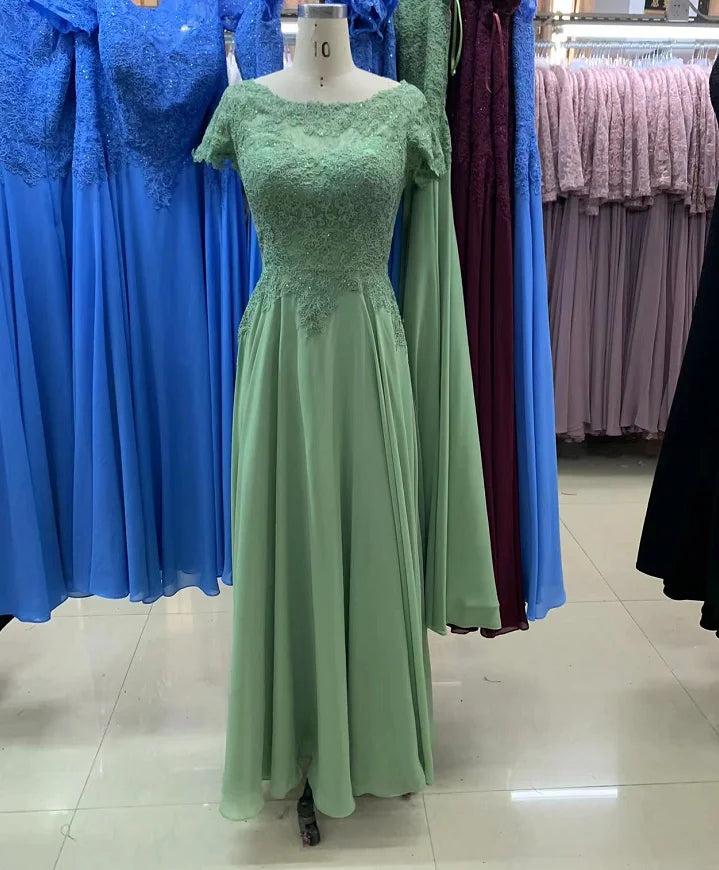 Solid Color Short Sleeve a Line Chiffon Skirt Long Plus Size Dress Groom Dresses Fat Mother of the Bride for Summer 2025