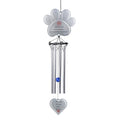 Paw Print Heart Pendant Memorial Figurine Wind Chimes with Hand-painted Silver Tone for Pet Loss Sympathy Gift Home Decor