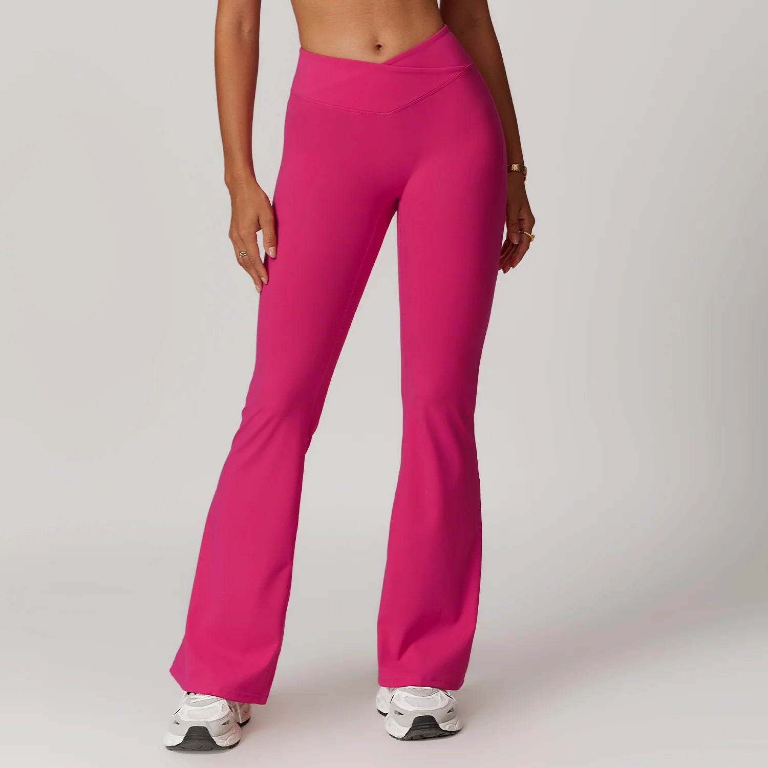 Wholesale Brushed Wide-Leg Seamless Cross V Shape Tight-Fitting Butt Lift Tummy Control High Waist Flared Leggings