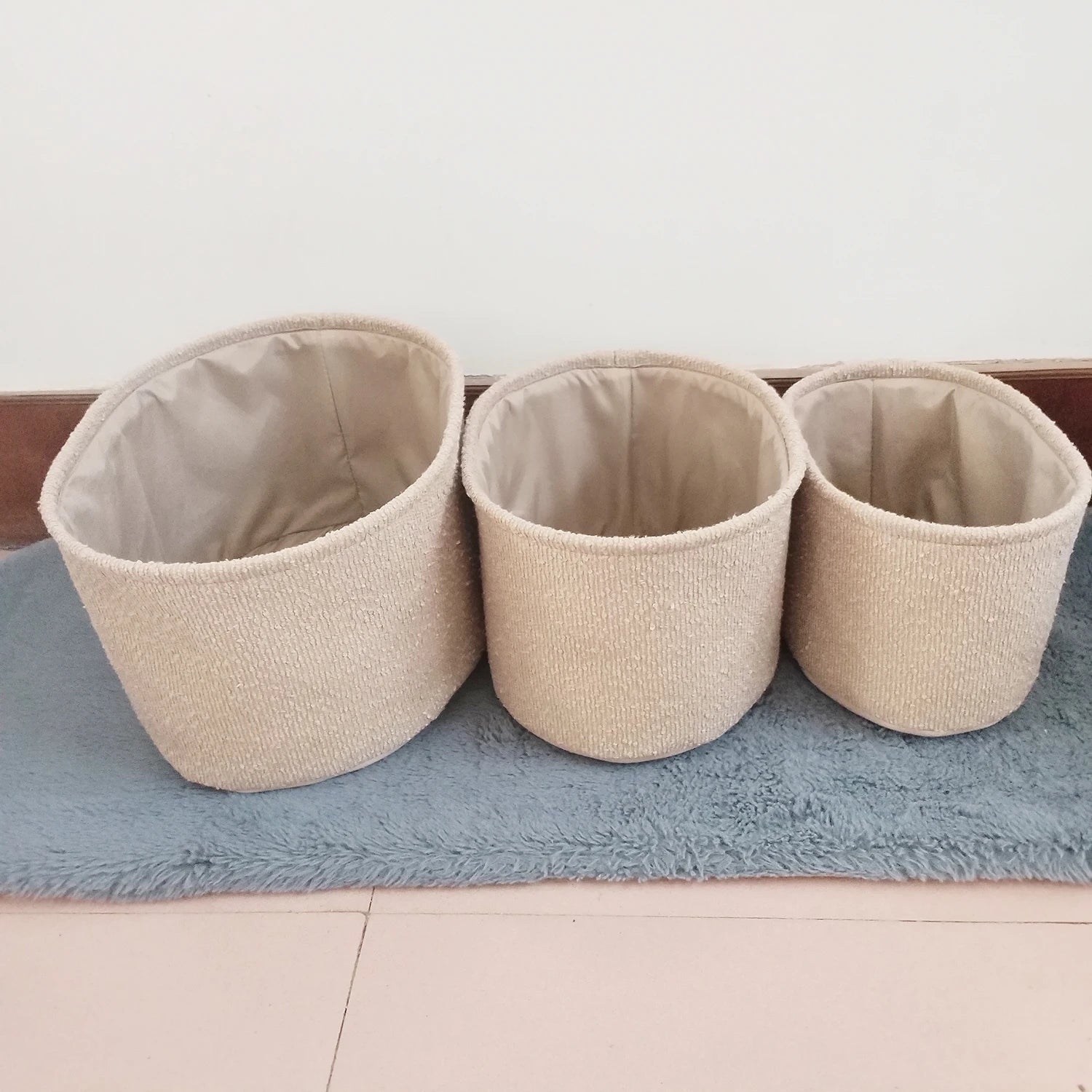 Customized Color Storage Organizer Box Set of 3 Fabric Children's Toy Organizer in Beige