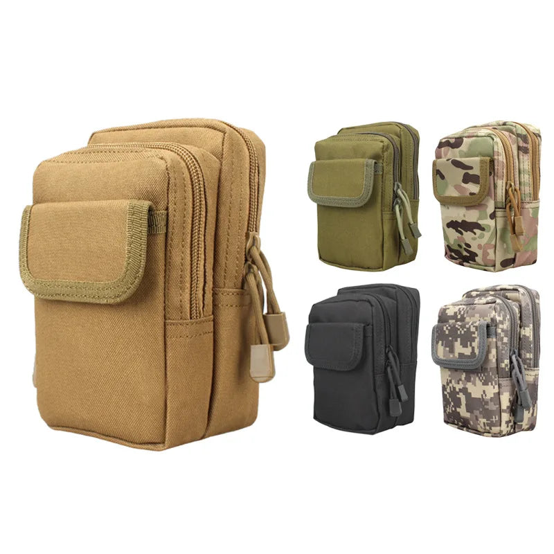 Tactical Two Zipper Waist Bag Water-Resistant EDC Pouch Bag Small Utility Belt Waist Pouch