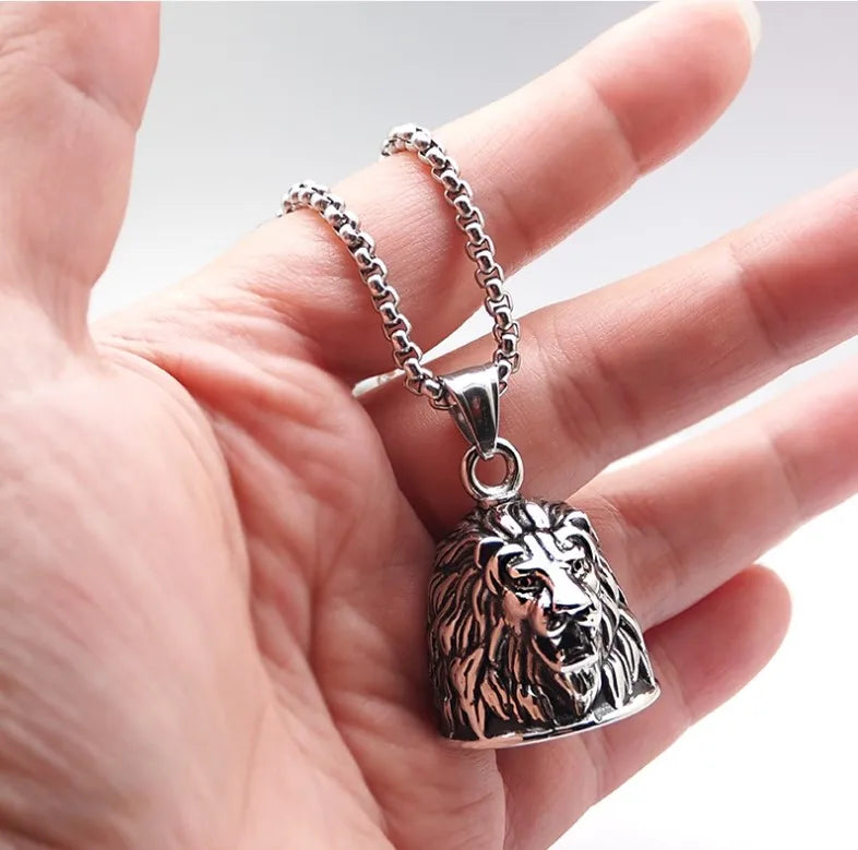 Fashion Jewelry Custom Viking Lion Pendant Carved Hip Hop Punk Style Men's Necklace Keychain for Men