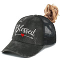 Women's Cross Backless Hole Plain Dyed Fashion Multi-Panel Lined Sport Pony Tail Baseball Cap Four Seasons