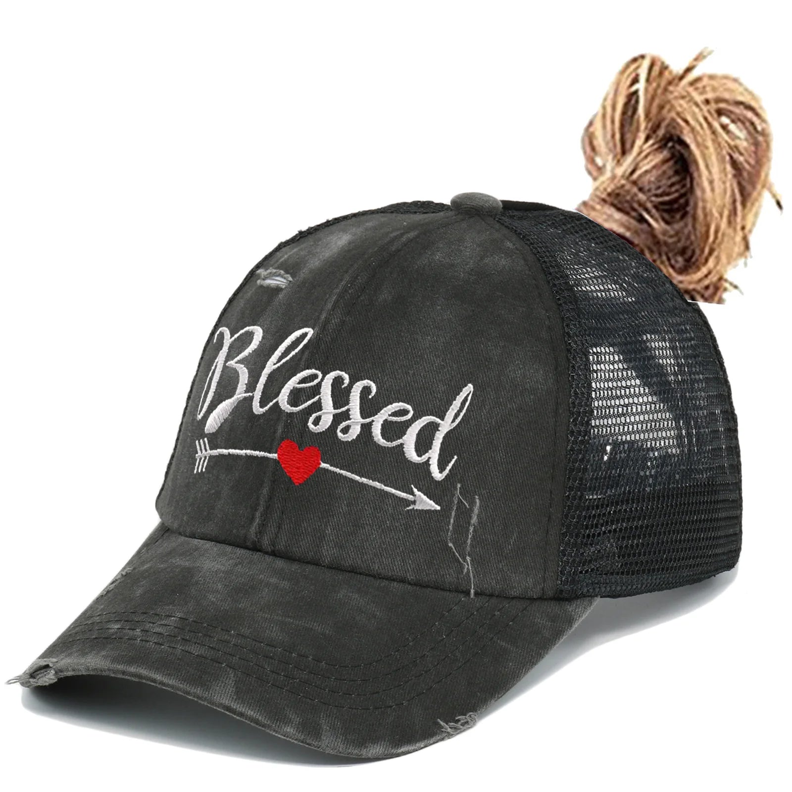Women's Cross Backless Hole Plain Dyed Fashion Multi-Panel Lined Sport Pony Tail Baseball Cap Four Seasons