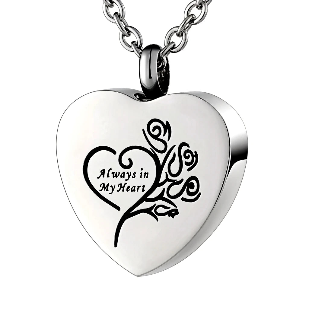 Rose Flower Children's Stainless Steel Silver Plated Heart Memento Funeral BIGGER Ash Chamber Pendant Necklace Keepsake Jewel