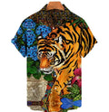 Wholesale 3D Print tiger Pattern Mens Shirts Casual Short Sleeve Summer Holiday Shirts for Men