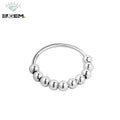 R.GEM. Women Men Trendy Fine Jewelry S925 Sterling Silver Fidget Spinner Anti Anxiety Beads Ring for Wedding Anniversary Party