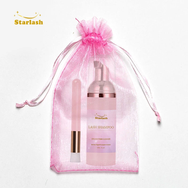 Tear Free Private Label  Oil Free R Lash Shampoo Set  Eyelash Extension Cleanser Eyelash Extensions Brush Shampoo Kit