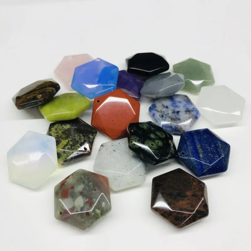 HZ Wholesale Natural Gemstone Crystals Spiritual Healing Stone Carved Crystal Charms  Six-Pointed Hexagonal Star Pendant