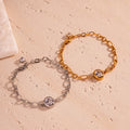 G3919 Wholesale Stainless Steel Oval Zirconia Charm Bracelet Chains Gold Plated Fashion Jewelry Bracelet & Bangles for Women