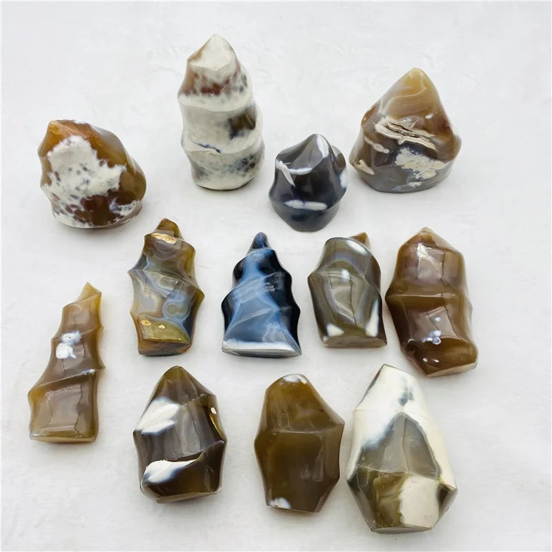 Wholesale Natural Crystal Spiritual Healing Torch Orca Agate Flame