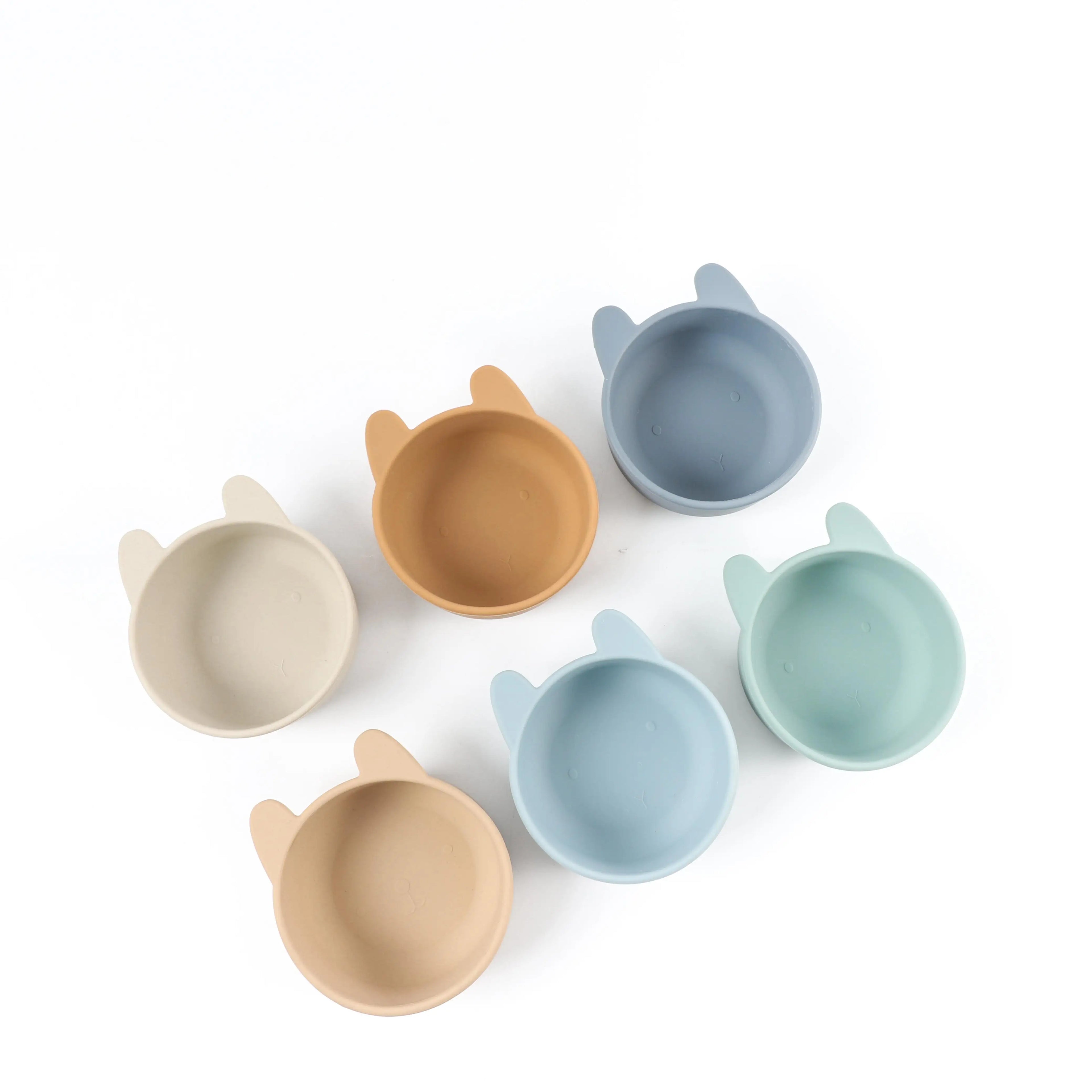 New Design 100% Food Grade Silicone Baby Feeding Bowl Dinnerware Set with Customizable Animal Cat Bunny Design 350ml Capacity