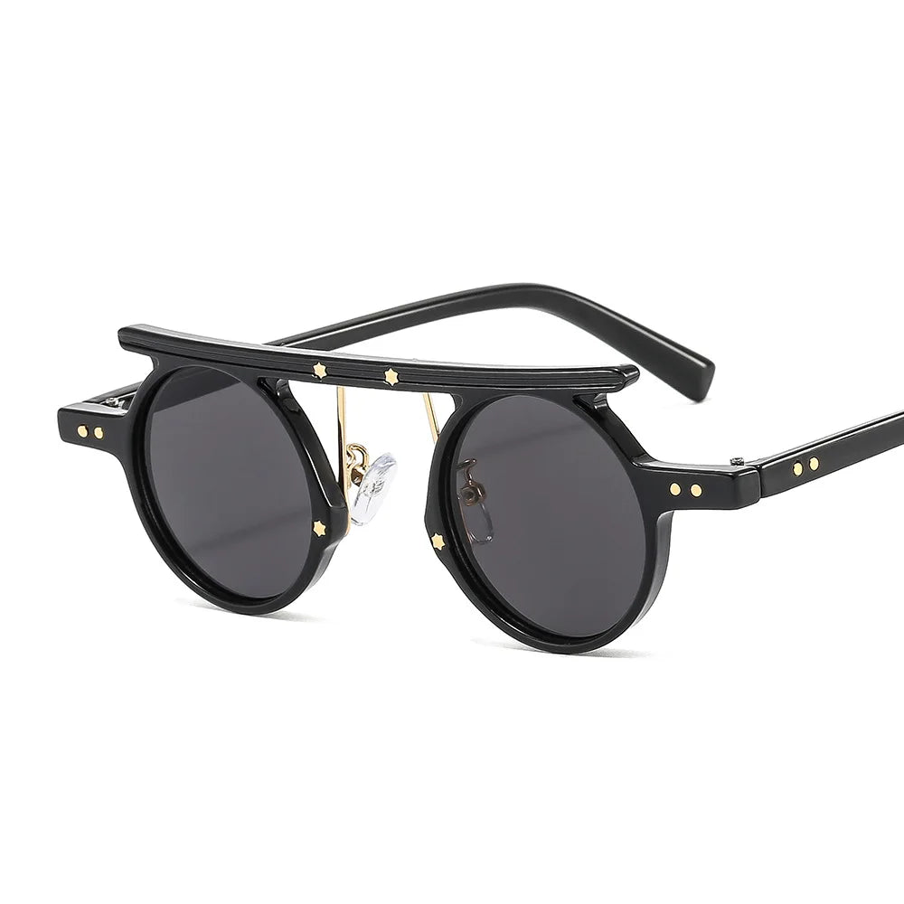 2024 Hot Selling Retro Round Small Frame Sunglasses Unisex High Quality Luxury Trendy Shades Sunglasses Steampunk in Stock