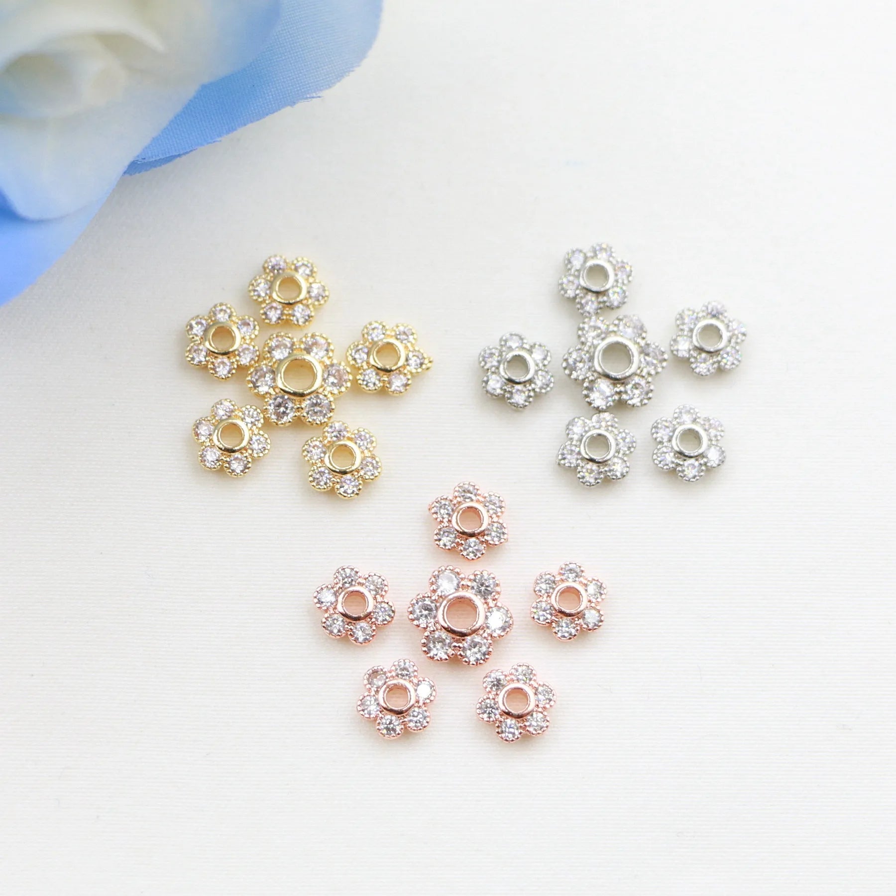 Fashionable Gold Trellis Set With Diamond Components Handmade Beaded Jewelry Findings Gasket Flower Cap Loose Bead Fitting