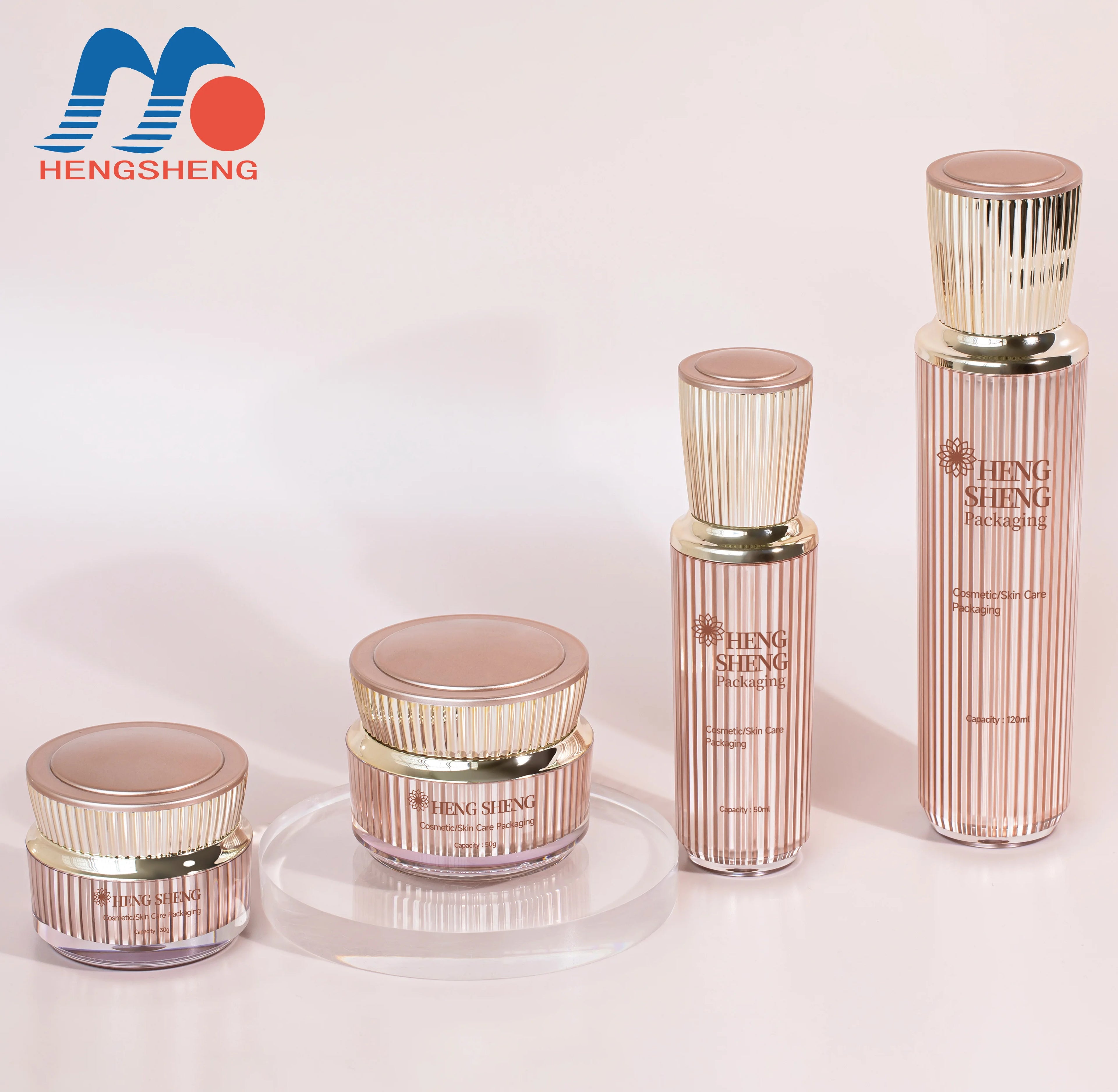 30g 50g 30ml 50ml 120ml Acrylic Pink Luxury Skincare Packaging Plastic Bottle Sets Makeup Containers